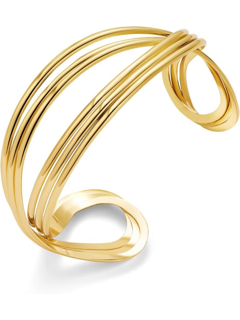 Women's Dainty Wire Chunky Gold Multi Layer Wire Cuff Adjustable Bracelet